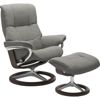 Stressless® Relaxsessel »Mayfair«, (Set, Relaxsessel mit Hocker), mit Hocker, mit Signature Base, Größe S, M & L, Gestell Wenge, grau