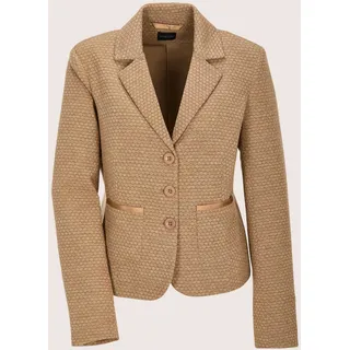 Jackenblazer MADELEINE "Jerseyblazer Kurzblazer mit Wabenmuster", Damen, Gr. 46, braun (haselnuss), Obermaterial: 65% Polyester PES. 30% Viskose CV. 5% Elasthan EL., Modern, schmal, Blazer Jackenblazer, Strukturjersey