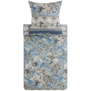 BASSETTI Boboli Blumen Baumwolle Blau 155 x 220 cm + 80 x 80 cm