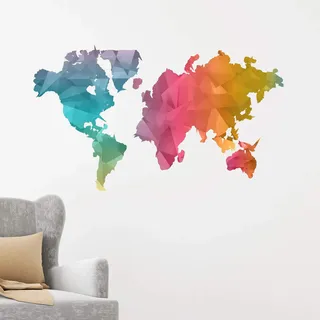 Weltkarte Sticker | Wandaufkleber - Tapete Dekoration Raum und Wohnzimmer | 60 x 100 cm
