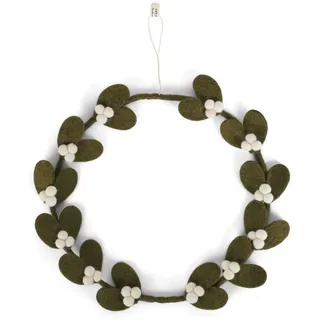 Gry & Sif Türkranz, Mistelzweigkranz, Filzdekoration, Handmade, Fairtrade, Kranz zum aufhängen als Weihnachtsdeko, Geschenkidee, Zeitlose Dekoration, Wohndeko (25cm)