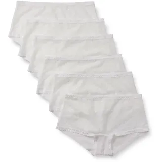 Amazon Essentials Damen Stretch-Höschen mit durchgehender Spitze in den Ausführungen Boyshort, Cheeky und Tanga, 6er Pack