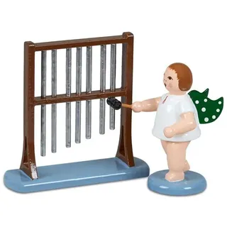 Holzfigur Engel mit Röhrenglockenspiel ohne Krone 6cm NEU Holzengel Instrument