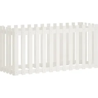 vidaXL Hochbeet Lattenzaun-Design Weiß 150x50x70 cm Massivholz Kiefer - Weiß