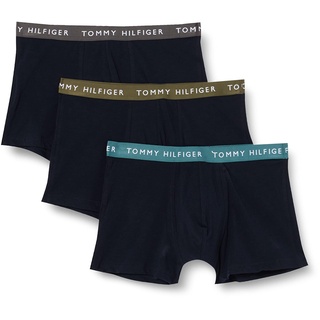 Tommy Hilfiger Herren 3er Pack Boxershorts Trunks Unterwäsche, Mehrfarbig (Frosted Green/Army Green/Dark Ash), S