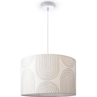 Deckenlampe Wohnzimmer Pendelleuchte Esstisch Lampenschirm Stoff Modern Abstrakt - Weiß