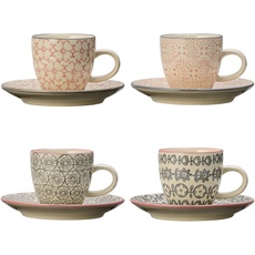 Bild Espressotasse mit Untertasse Cecile, rosa grau, Keramik, 4er Set