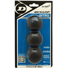Dunlop Squashbälle Intro blau, 3 Stück im Blister, für Einsteiger und Hobbyspieler – Speed schnell