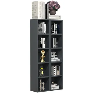 Standregal VCM "Holz CD DVD Stand Aufbewahrung Deko Regal Megosa S", schwarz (anthrazit), B:20cm T:17cm, Regale, Standregal