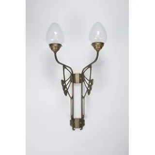 Licht-Erlebnisse Wandleuchte Ad288 Messing Glas Blau 2-Flammig B:44 cm E27