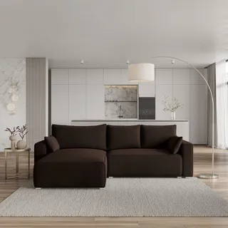 masseno Ecksofa FORIL mit Schlaffunktion L-Form, Sofa mit Bettkasten, Wohnzimmersofa, Couch, Soffa, Bettsofa, Couchgarnitur- Braun, MONOLITH 29 - Braun