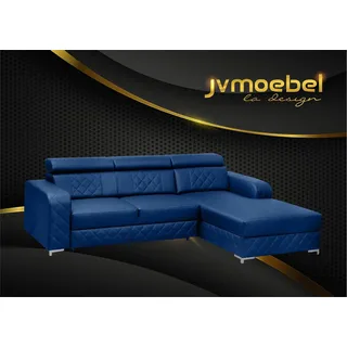 Ecksofa Lform Leder Moderne Möbel Design Wohnlandschaft Couch Samt Stoff Textil - Blau