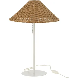 J-Line Tischlampe Metall/Rattan Weiß/Naturell - Transparent