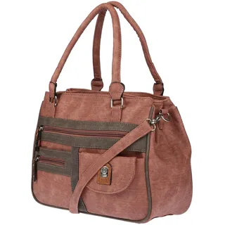 Große Damen Tasche Schultertasche Umhängetasche Henkeltasche Leder Optik Bag Pink - Rosa