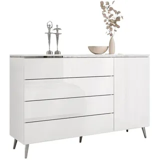 lookway Kommode AURORA SILVER 1D4S auf schräge chrom Beinen