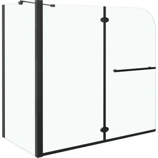 vidaXL Badewannenaufsatz 2-fach Faltbar ESG 120x68x130 cm Schwarz - Schwarz