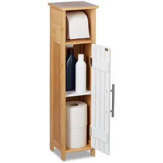 Relaxdays Toilettenpapierhalter stehend MDF & Bambus, braun/weiß