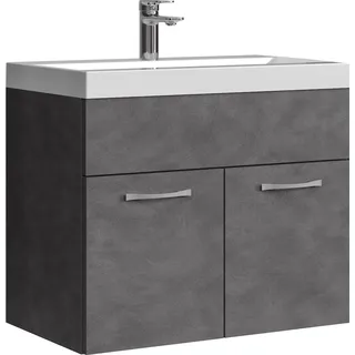 Badplaats Badmöbel Set mit Waschbecken und Unterschrank Montreal 01 60 x 35 cm Dunkel Grau - Waschbeckenunterschrank mit Waschbecken - Grau