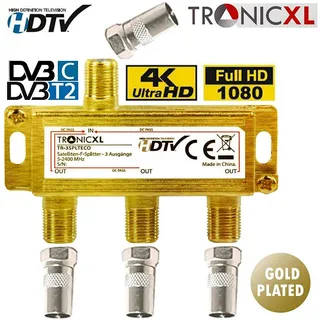 3fach gold Breitband Kabel Verteiler 3-Fach TV Sat Splitter BK CATV Weiche