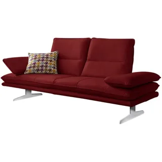 W.Schillig 2,5-Sitzer »broadway Designsofa mit hohem Sitzkomfort« Sitztiefenverstellung, Kopfteil- - Seitenteilverstellung, Breite 236cm, rot