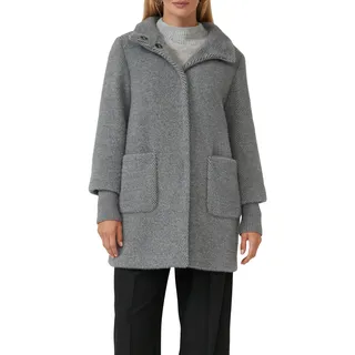 Wintermantel S.OLIVER BLACK LABEL, Damen, Gr. 38, grau, Web, Obermaterial: 63% Polyamid, 37% Polyester. Futter: 100% Polyester, unifarben, lässig geschnitten Po-bedeckend, Rundhals, Bündchen, Mäntel Wintermantel, mit Stehkragen