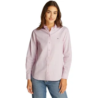 Tommy Jeans Damen Hemd Oxford Regular Fit, Mehrfarbig (Pink/White Stripe), L