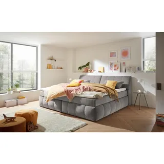 ed exciting design Boxspringbett ED EXCITING DESIGN "Elkford, Familienbett in der Größe 240x200cm", stone, B:250cm L:240cm, 100% Polyester, Komplettbetten, Boxspringbett
