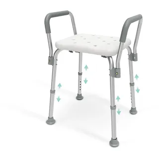 EMKE Duschstuhl Duschhocker Höhenverstellbar rutschfest bis 136 kg Weiß