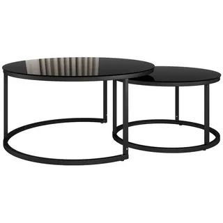 Vicco Couchtisch-Set Montreal Schwarz 77 x 77 cm 2 Teile , Glas , Rund , 77x39.5x77 cm , Wohnzimmer, Wohnzimmertische, Couchtische
