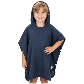 Montrestar Badeponcho Kinder, Handtuch Poncho aus 100% Musselin Baumwolle, Poncho Handtuch mit Kapuze Waschbar, Badehandtuch für Baden Schwimmbad Strand Baby Jungen Mädchen Kleinkind (Navy Blau)