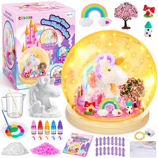 Einhorn-Nachtlicht Kristallezüchten Set, zum Basteln und Malen Spielzeug -Terrarium Bastelset Mädchen Geburtstag Geschenke Experimentierset