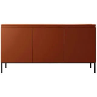 Selsey Sideboard Bemmi Ziegelrot mit Metallbeinen 150 cm , Dunkelorange , 150x77x35 cm , Kleinmöbel, Kommoden, Sideboards