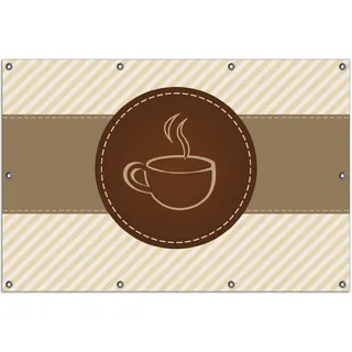 Wallario Outdoor-Poster für Garten oder Balkon, Motiv Kaffee-Menü - Logo Symbol für Kaffee, in ca. 100 x 150 cm - Braun