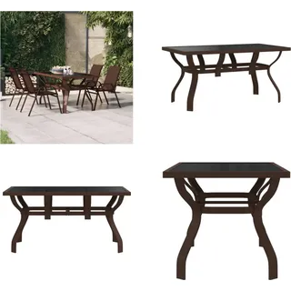 vidaXL Gartentisch Braun und Schwarz 140x70x70 cm Stahl und Glas - Gartentisch - Gartentische - Outdoor Tisch - Außentisch - Braun