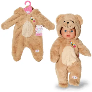 BABY BORN Bär Kuschelanzug 43cm, Strampelanzug mit Kapuze und Ohren in Teddy-Optik für 43 cm Puppen, 836088 Zapf Creation