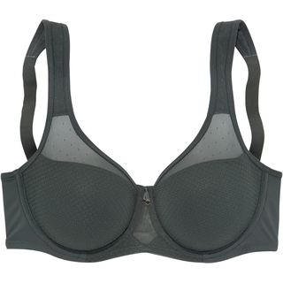 Minimizer-BH NUANCE, Damen, Gr. 75, Cup C, grün (dunkelgrün), Netz, Obermaterial: 79% Polyamid, 15% Polyester, 6% Elasthan, BHs Minimizer-BH, mit Bügel und transparenten Netzeinsätzen – ideal für große Größen, Topseller