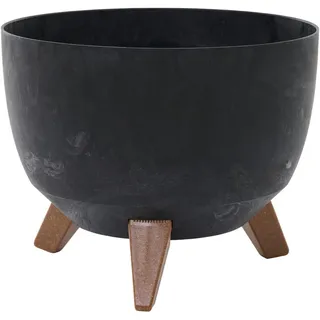 Pflanzgefäße Oslo Stone schwarz Betonoptik, 29 x 23 cm Kunststoff auf Füßen mit Einsatz