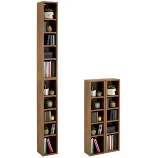 CARO-Möbel Cd/Dvd- Regal Chart , Eichefarben , Holzwerkstoff , Mode , 20x186x17 cm , Wohnzimmer, TV Möbel, CD-Regale