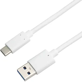 PremiumCord USB 3.2 Gen 2 Verbindungskabel, Datenkabel SuperSpeed bis zu 10Gbit/s, Ladenkabel bis zu 3A, Leistung 60W, USB Typ A Stecker auf USB Typ C Stecker, Farbe Weiß, Länge 3m