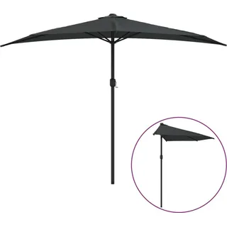 vidaXL Balkon-Sonnenschirm mit Alu-Mast Anthrazit 300x155 cm Halbrund - Grau