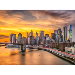 micasia Papermoon Fototapete »Manhattan Skyline Sunset« glatt, bunt