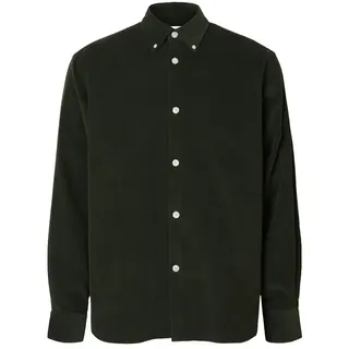 Selected Regular Fit Cordhemd aus reiner Baumwolle Modell 'DANNI', Dunkelgruen, L