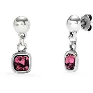 Uno de 50 Ohrringe, aus Metalllegierung, versilbert mit Sterlingsilber, grüner Kristall, handgefertigter Schmuck, hergestellt in Spanien, Einheitsgröße, Sterling Silber, Kein Edelstein