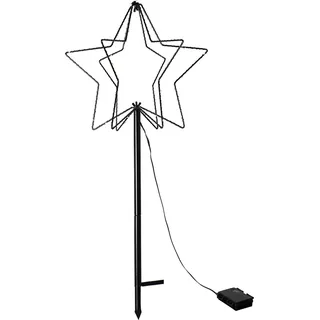 LED 3D Weihnachtsstern Weihnachtsbeleuchtung Außen Batterie warmweiß - Schwarz