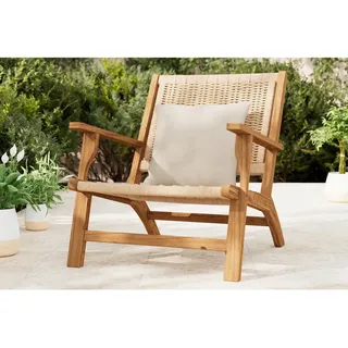 Ambia Garden Gartensessel , Akaziefarben, Beige , Holz, Kunststoff , Akazie , 66x76x80 cm , Gartenmöbel, Gartensessel, Gartenstühle
