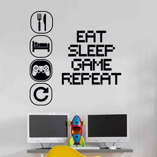 Eat Sleep Play Kinderzimmer Wandaufkleber Mural Vinyl Decal Kindergarten Kinder Gamer Kunst Teenager Video Spiel Wandbild