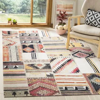 SAFAVIEH Hell und modern Drinnen & Draussen - Montage Collection, Kurzer Flor, Taupe und Multi, 122 X 183 cm