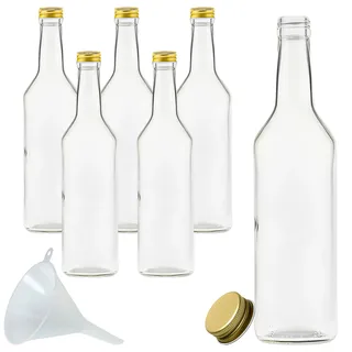 mikken 6 Glasflaschen 500 ml Likörflasche zum befüllen + 1 Trichter