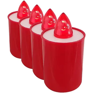 Velamp LED-Teelicht, 9 cm, Lebensdauer 90 Tagen, rot mit rotem Dauerlicht (Packung mit 4)