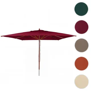 Gastronomie Holz-Sonnenschirm HWC-C57b, Gartenschirm, Polyester/Holz 29kg, eckig 4x4m Seilzug stoßsi